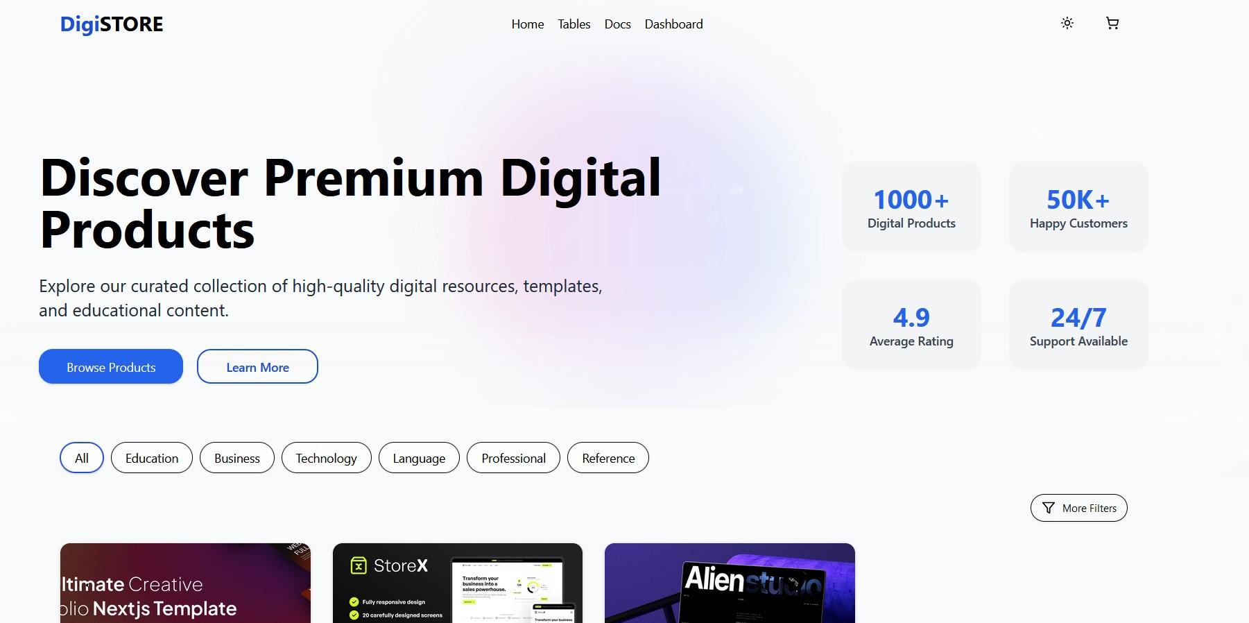 DigiStore interface