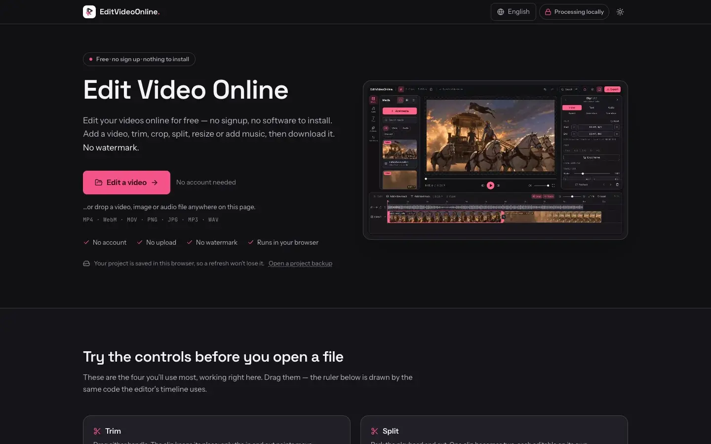 EditVideoOnline interface