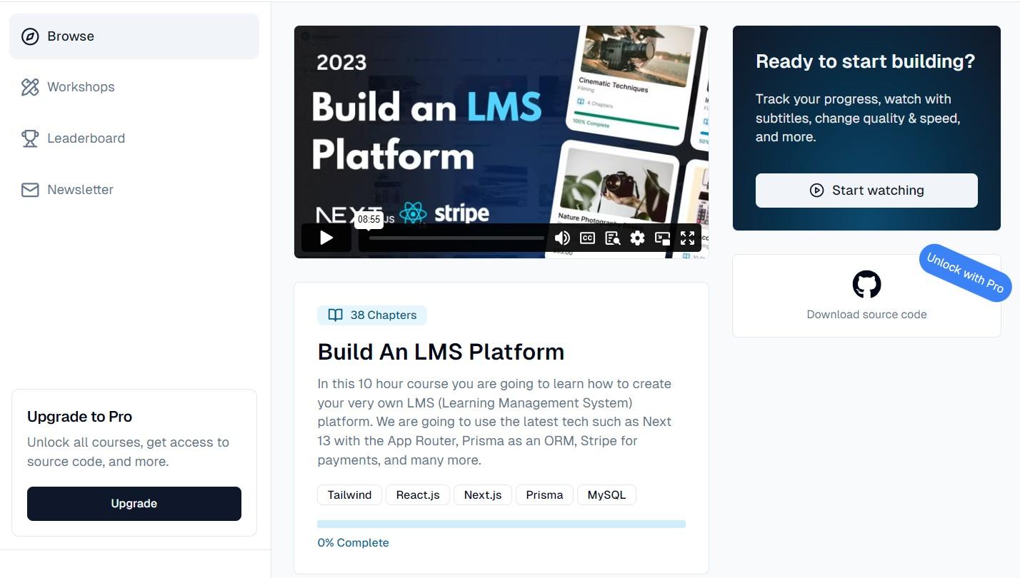 Learning Management System interface