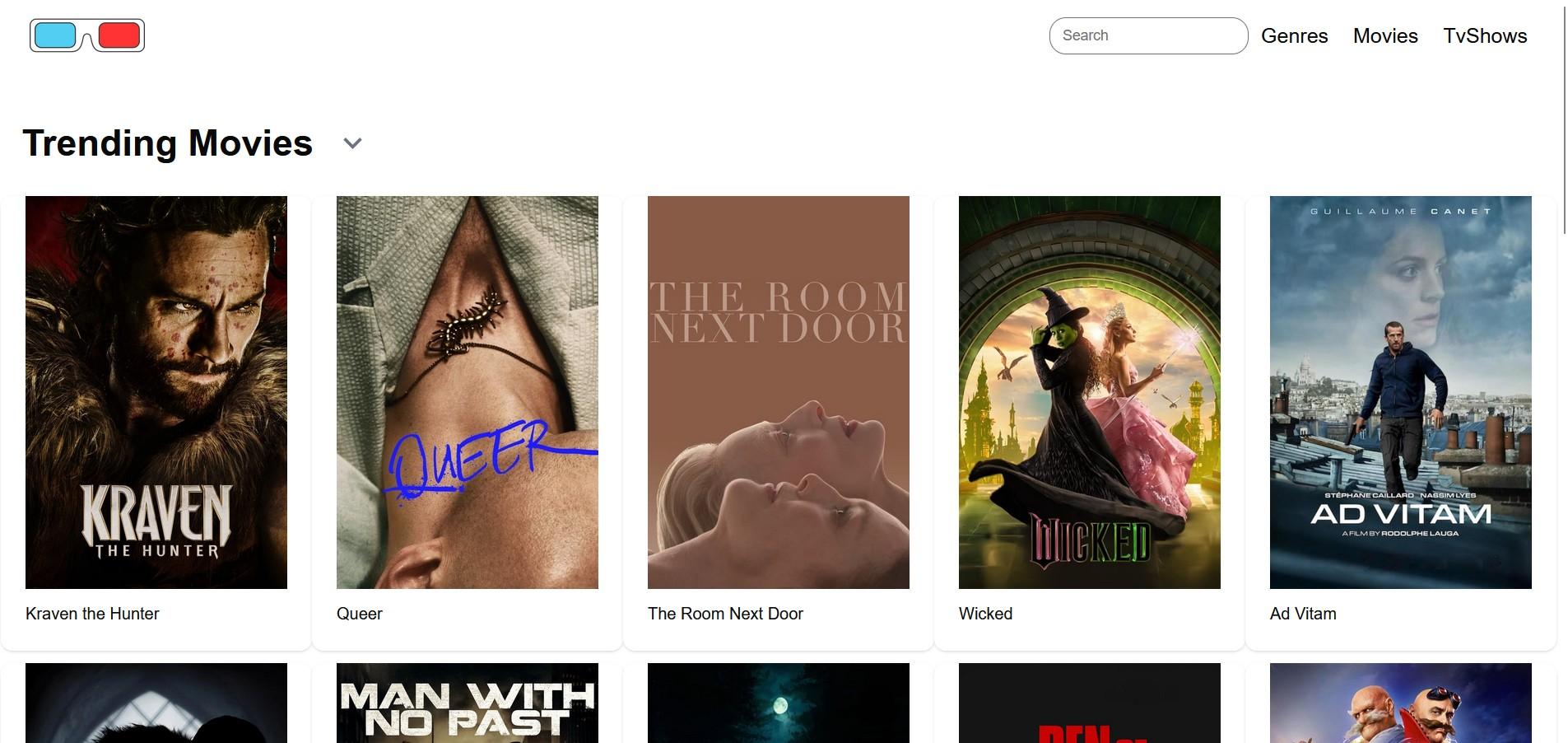 Movie Streaming App interface