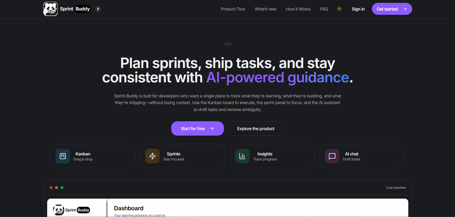 SprintBuddy interface